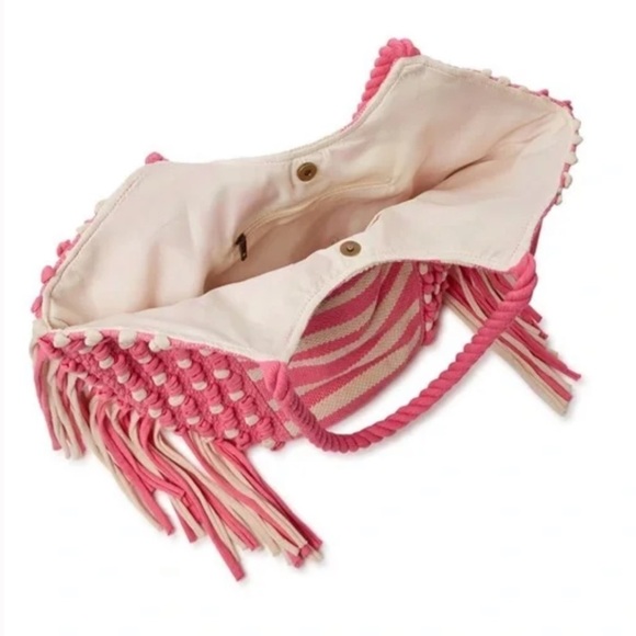 Women's Adult Fringe Tote Handbag Pink Passion - Picture 4 of 5